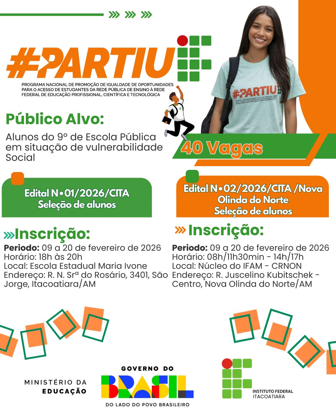 EDITAIS Nº 01 e 02/2026 - IFAM CITA - CURSO FIC PARTIU IF